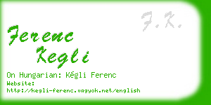 ferenc kegli business card